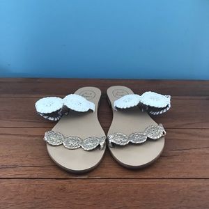 Jack Rogers Gold and White Slip On Sandals